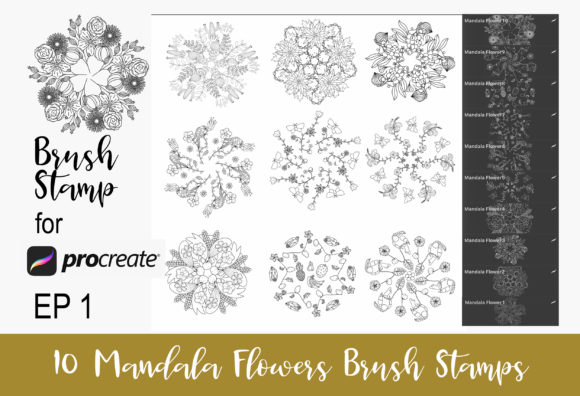 10 Procreate Brushes Stamp Mandala EP1