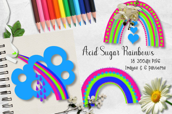 Acid Sugar Rainbows CU Clipart: A Practical Look at This Rainbow-Themed Design Set