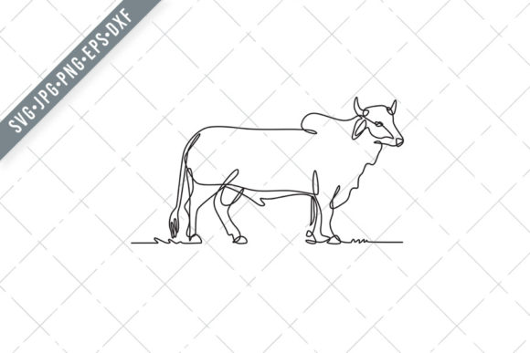 Brahman Bull Standing Continuous Line: A Versatile Vector Art Set for Creatives and Designers