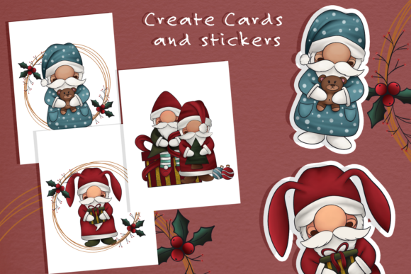Christmas Gnomes Clipart Illustration