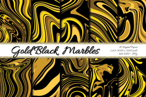 Digital Paper Gold Black Background for Creative Projects