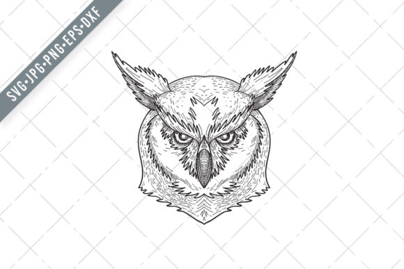 Head of Angry Great Horned Owl Tiger Owl: A Versatile Design Asset for Creative Projects