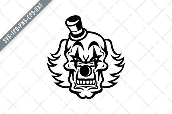 Head of Scary Evil Whiteface Clown Skull: A Versatile Design Asset for Creative Projects