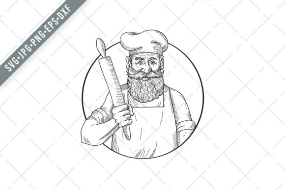 Hipster Baker with Full Beard SVG