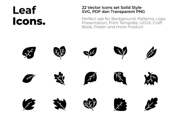 Leaf and Grass Icon Set Solid Style – Purposeful Design for Everyday Projects