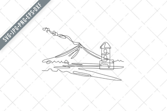 Mayon Volcano Continuous Line Drawing for Creatives