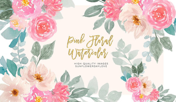 Pink and Gold Watercolor Floral Clipart: Elevate Your Creative Projects with Elegance