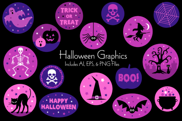 Purple Halloween Vector Graphics for Creative Projects