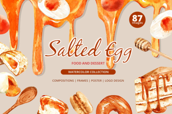 Salted Egg Food and Dessert Watercolor: A Strategic Resource for Visual Branding
