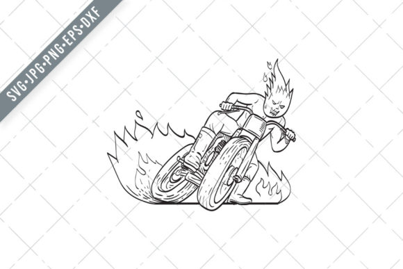 The Motorcycle Driver with Fireball Head: A Fiery Icon in Monoline Art and Design