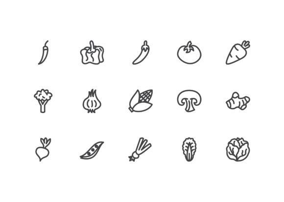 Vegetable Icon Set Line Style